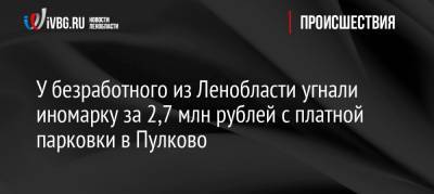 У безработного из Ленобласти угнали иномарку за 2,7 млн рублей с платной парковки в Пулково