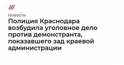 Полиция Краснодара возбудила уголовное дело против демонстранта, показавшего зад краевой администрации