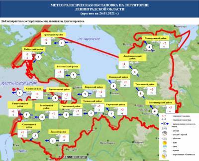 Погода в Ленобласти: 26 января до +3 °C, местами мокрый снег