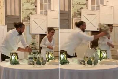 Жених бросил торт в лицо невесты: как это произошло – видео