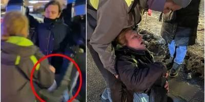 Фото: Соловьев назвал «отталкиванием» удар полицейского ногой в живот женщине в Петербурге