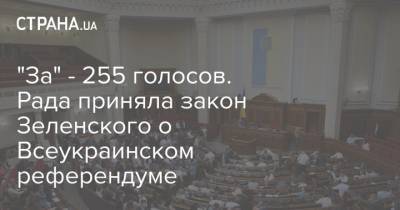 "За" - 255 голосов. Рада приняла закон Зеленского о Всеукраинском референдуме
