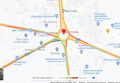 Пробки в Одессе: на ключевых дорогах города после снегопада затруднено движение (карта)