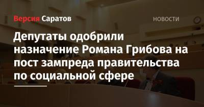 Депутаты одобрили назначение Романа Грибова на пост зампреда правительства по социальной сфере