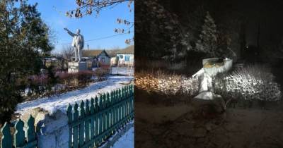 В Одесской области неизвестные снесли памятник Ленину и отбили нос бюсту Маркса: фото