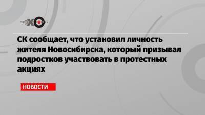 СК сообщает, что установил личность жителя Новосибирска, который призывал подростков участвовать в протестных акциях