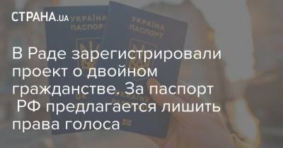 В Раде зарегистрировали проект о двойном гражданстве. За паспорт РФ предлагается лишить права голоса