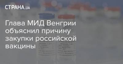 Глава МИД Венгрии объяснил причину закупки российской вакцины