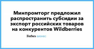Минпромторг предложил распространить субсидии за экспорт российских товаров на конкурентов Wildberries