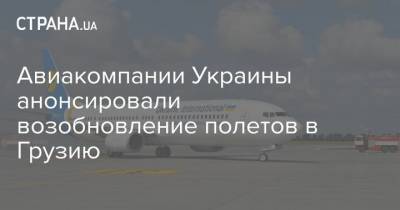 Авиакомпании Украины анонсировали возобновление полетов в Грузию