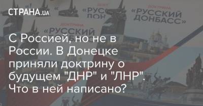 С Россией, но не в России. В Донецке приняли доктрину о будущем "ДНР" и "ЛНР". Что в ней написано?