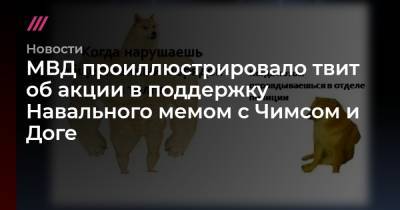 МВД проиллюстрировало твит об акции в поддержку Навального мемом с Чимсом и Доге