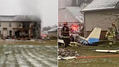 В Мичигане самолет упал на жилой дом, три человека погибли