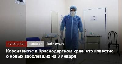 Коронавирус в Краснодарском крае: что известно о новых заболевших на 3 января