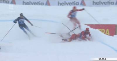 Лыжный курьез: российские спортсмены столкнулись на финише и остались без медалей (видео)