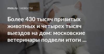 Более 430 тысяч привитых животных и четырех тысяч выездов на дом: московские ветеринары подвели итоги 2020 года