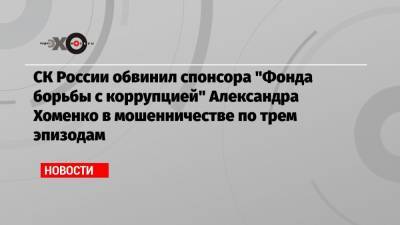 СК России обвинил спонсора «Фонда борьбы с коррупцией» Александра Хоменко в мошенничестве по трем эпизодам