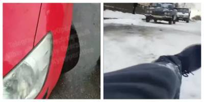 "Руки уберите!": под Киевом недовольного парковкой пешехода специально сбил водитель, видео