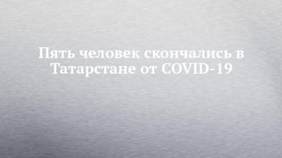 Пять человек скончались в Татарстане от COVID-19