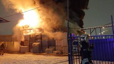 Пожар произошел на строительном рынке на юге Москвы