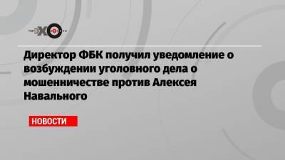 Директор ФБК получил уведомление о возбуждении уголовного дела о мошенничестве против Алексея Навального