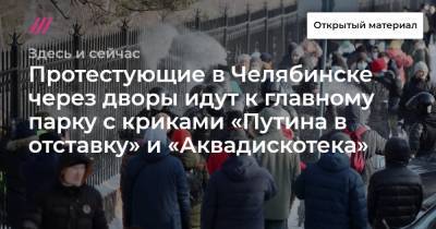 Протестующие в Челябинске через дворы идут к главному парку с криками «Путина в отставку» и «Аквадискотека»