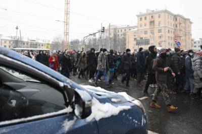 В Москве на несогласованную акцию пришло вдвое меньше людей, чем 23 января