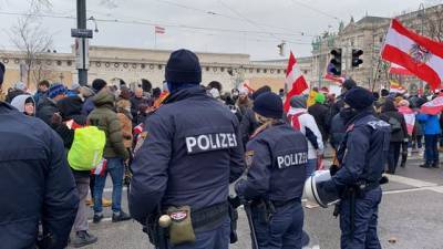На протестах против локдауна в Вене начались столкновения с полицией
