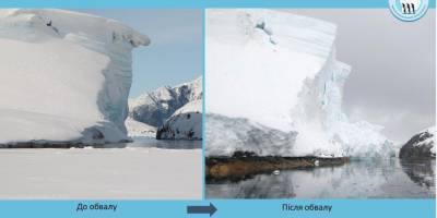 Возле станции Академик Вернадский откололся край ледника высотой с 7-этажный дом — фото - nv.ua - Антарктида