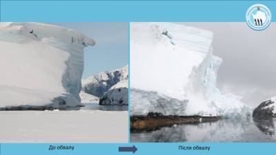 В Антарктиде вблизи украинской станции "Академик Вернадский" откололся кусок ледника: фото