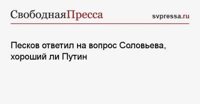 Песков ответил на вопрос Соловьева, хороший ли Путин