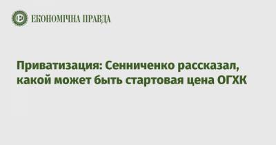 Приватизация: Сенниченко рассказал, какой может быть стартовая цена ОГХК