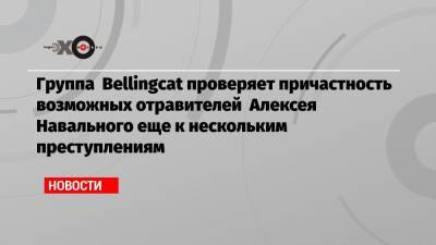 Группа Bellingcat проверяет причастность возможных отравителей Алексея Навального еще к нескольким преступлениям