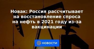 Новак: Россия рассчитывает на восстановление спроса на нефть в 2021 году из-за вакцинации