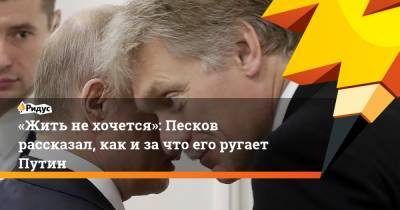 «Жить нехочется»: Песков рассказал, как и за что его ругает Путин