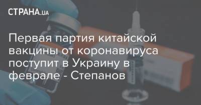 Первая партия китайской вакцины от коронавируса поступит в Украину в феврале - Степанов