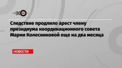 Следствие продлило арест члену президиума координационного совета Марии Колесниковой еще на два месяца