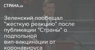 Зеленский пообещал "жесткую реакцию" после публикации "Страны" о подпольной вип-вакцинации от коронавируса