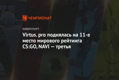 Virtus.pro поднялась на 11-е место мирового рейтинга CS:GO, NAVI — третья