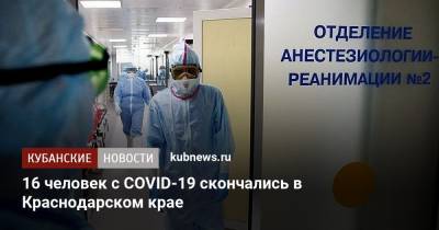 16 человек с COVID-19 скончались в Краснодарском крае