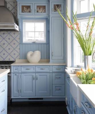 Голубой цвет на кухне: 30+ примеров