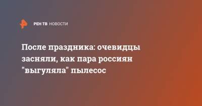 После праздника: очевидцы засняли, как пара россиян "выгуляла" пылесос