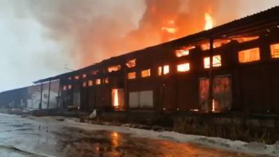 Локализован пожар на территории мебельной фабрики в Подмосковье.