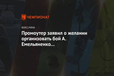 Промоутер заявил о желании организовать бой А. Емельяненко с экс-оппонентом Фёдора