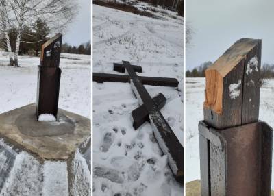 В Усмани хулиганы спилили памятный крест