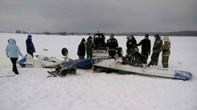 Появились первые фотографии с места крушения самолета в Ленинградской области