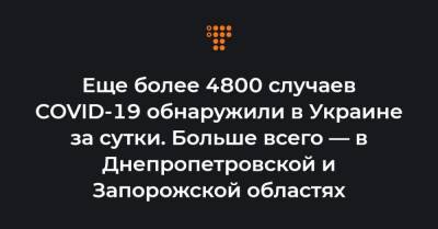 Еще более 4800 случаев COVID-19 обнаружили в Украине за сутки. Больше всего — в Днепропетровской и Запорожской областях
