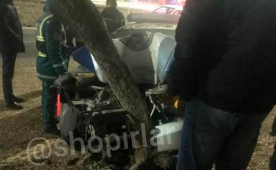 В Ташкенте автомобиль ДПС врезался в дерево. В ГУВД опровергли информацию, что водитель был пьян