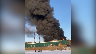 В складском здании на Васильевском острове в Петербурге случился пожар.