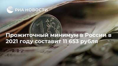 Прожиточный минимум в России в 2021 году составит 11 653 рубля